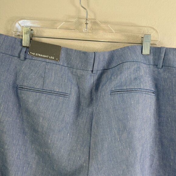 NEW Ann Taylor Womens 16 Straight Leg Pants Blue Linen Blend Mid Rise Career - Picture 11 of 11